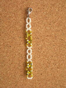 Bead strap charm (gold) handmade new