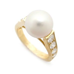 [Midoriyakuya] Cartier Zelda ring Pearl Diamond #50 Ref.N4107050 K18YG [Used]