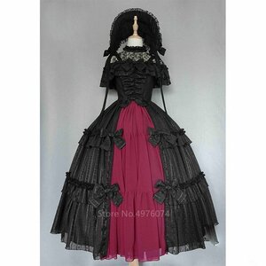 ZKY33 ◆ Gothic Palace Sweet Lolita Dress Retro Lace Dress Bow Bottle Neck High waist Cute Girl Cosplay