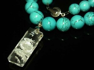 [One item carved by a dragon on the crystal plate] Floating Emperor Ryu crystal plate Howlite Blue Tepros Necklace Fireworks Ney Yukata Summer Festival
