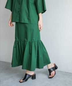 Free Shipping/New/LOWRYS FARM Tiard Skirt Maxi Length Skirt Long Green Green Lawries Farm Ladies Free Size