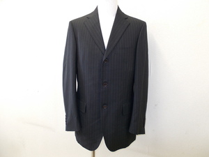 M6 ◆ PAUL STUART 3B Tailored Jacket ◆ Paul Stuart Size 48R Black Total Back / Side Benz Stripe Pattern Sanyo Shokai 2L