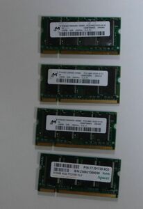 Memory for laptop/DDR-266 (PC-2100)/126MB, 256MB, 512MB/4 pieces/Used