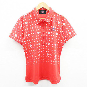 VIVA HEART Viva Heart Short Sleeve Polo Shirt Heart Total Pattern Red 42 [240001560609] Golf wear Ladies