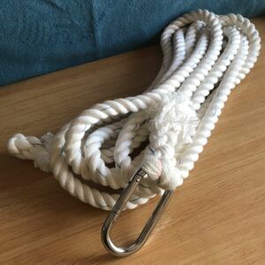 Rope life rope lifeline φ19 Total length 5m used goods with carabiner