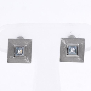K18WG Earring Blue Topaz 0.21 0.22 Total Weight approx. 5.6g Used beautiful goods Free shipping ☆ 0315