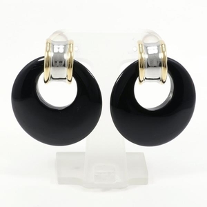Pt900 K18YG Earrings Onyx Total Weight approx. 16.8g Used beautiful goods Free shipping ☆ 0315