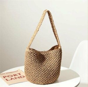 [2022 New] Bucket bag beach bag Cute handmade knit beige beige free