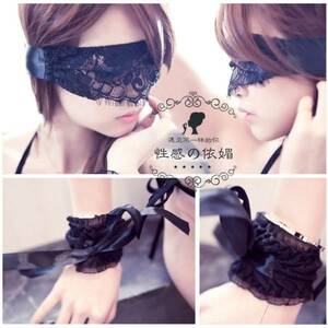 Cute Soft SM Production Race Eye Mask &amp; Cuffs (handcuffs) Blindfold restraint Sexy Cosplay Gothic Loli Black