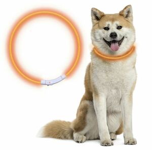 Collar dog glowing pet LED light USB rechargeable installation Easy adjustable orange
