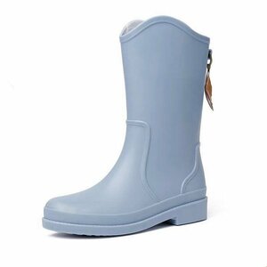 Rainboot boots boots waterproof non -slip resistant rain shoes Agricultural horticultural middle length 23cm blue