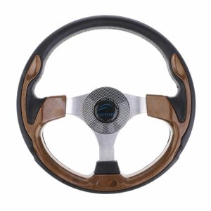 Boat Steering Wheel Wat/Polish Clome Spokes &amp; Center Insert Keyhab