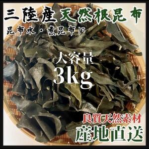 [Directly from the production area] Root kelp large capacity 3kg For dry dishes! Natural kelp on the porcupous kelp stewed oden fish