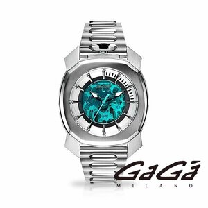 [1 yen] [New genuine] GAGAMILANO Gagamilano Frame One Frame One Men's Hand -rolled Watch Skeleton Silver Blue Analog 7070.01