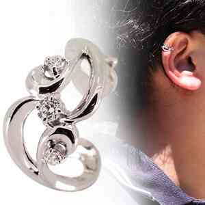 Silver 925 Ear Cuff Men's Diamond earring earcuff for one ear Cool