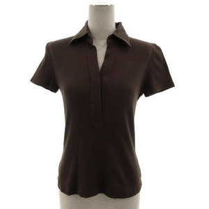 Lautreamont Polo Shirt Skipper Color Short Sleeve Rib Brown Tea 2 Ladies