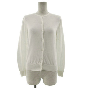 Reflect REFLECT Cardigan Knit Long Sleeve Round Simple Cotton White 9 Ladies