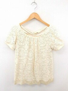 Lope ROPE Tunic One Piece Knit Total Pattern Cotton Cotton Short Sleeve M Light Beige Lao Tea /TT41 Ladies