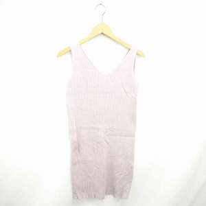 REenda RIENDA One Piece Knit Knit Length Pullover V Neck Sleeve S Pink /TT31 Ladies