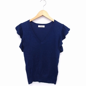 Limited Edition Limited Edition Vivayou Frill Knit Sweater V neck French sleeve cotton mixture M /FT37 Ladies