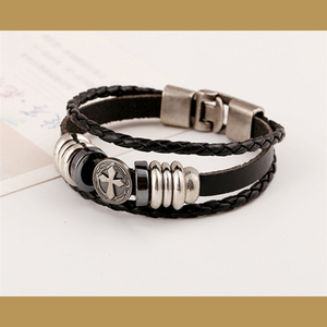 [Black Rosary Cross Bracelet] Faith Christian Synthetic Black Black Christian Protestant Bible Catholic Religion Metal Plating Believer
