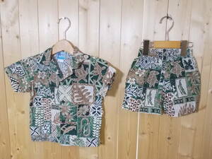 A595 ◆ RJC Aloha shirt up and down set ◆ Size 4T Kids Kids Less feeling of wearing Hawaii Short Sleeve Shirt / Short Pun Set Open Color 4J
