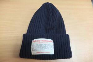 Knitted Cap Hat Knit Hat Rib Knit Cold Navy One-size-fits-all ★ unused cheap!