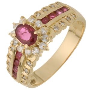 [Hanno Honten] Non BRAND Non -brand Ruby Diamond Ring / Ring K18 Yellow Gold No. 11.5 Ruby Ladies DH68350