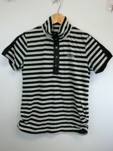 [Thanks Sale] HEAL CREEK Polo Shirt Black x Beige Border Ladies 40 Golf Wear 1905-1394 Used