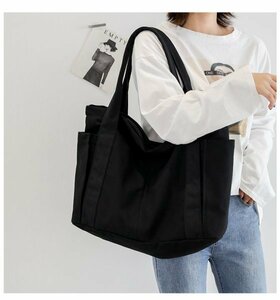 New ★ Promotion of canvas canvas tote bag Ladies Mothers Mothers Capacity Large Capacity Shoulder Shopping Bag Hand -assumed Black Black B962RICHKK01Z