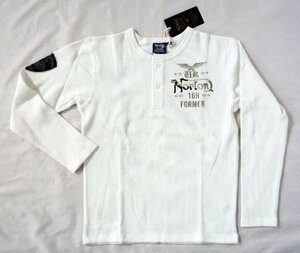 Norton Norton Long Sleeve T -shirt Henry neck waffle knitting 2 button embroidery XL size White white
