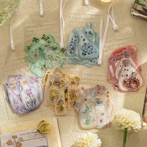 New sticker sticker 6 kinds of flower and plant bottles Collage journal Materials scrapbooking paper paper