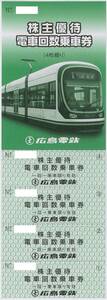 Hiroshima Electric Railway Shareholder Special / Train number Tickets [4 spells] * Multiple / no expiration date