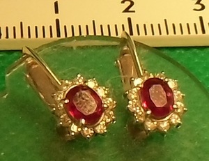 Ruby diamond earring K14WG Obenetsu D12-212
