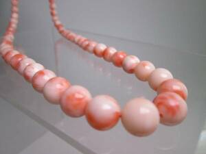 ☆ G SILVER This coral ball 4mm -1,2cm necklace 28g