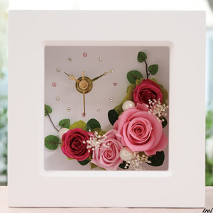 Preserved flower frame watch retirement celebration/wedding celebration/flower/rose/birthday gift/woman/rose/flower clock elegant gift