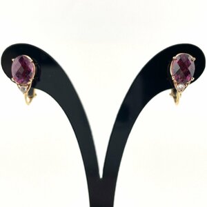 Garnet Design Earrings K18 Pink Gold Yellow Gold Mele Dier Earring YG PG Garnet Ladies [Used]