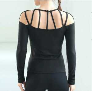 Size M fashionable off-shoulder cut-and-sew Yoga long-sleeved shirt wear Y420-28