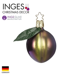 [100359] Christmas tree decorative ornament INGE-GLAS MANUFAKTUR Harvest Plum Fruit Fruit Red Purple 7cm