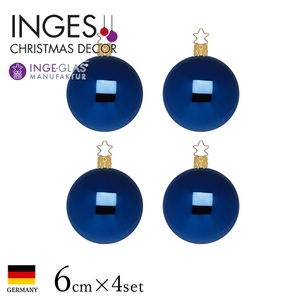 [100398] Christmas tree decorative ornament INGE-GLAS MANUFAKTUR Ball Midnight Blue Shiny 6cm 4 pieces