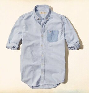 * New holister long -sleeved shirt HOLLISTER CONTRAST POCKET OXFORD SHIRT HCO S / Light Blue *