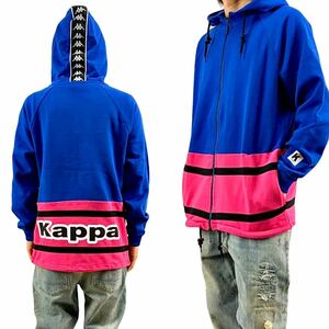 New Kappa KONTROLL Kappa Control Hood BANDA Banda Italy Sport Back Logo Zip Up Hoodie Blue Blue Pink M