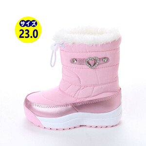 New and free shipping! ! "17982-PNK-230" Heart type for junior ☆ Glittering ☆ Down boots with charms, cold protection boots, warm batting fleece lining