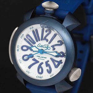 1 yen operation Good product Gagamilano 5043RUBBERBLUE Manual Le Diving White x Navy Rubber Gala AT/Automatic Men's Watch NKM 0235200