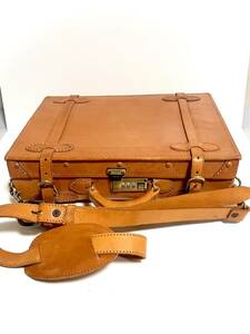 Antique -style trunk case leather approximately 285 x about 393 mm x height 103mm