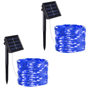 Solar illumination light 2 pieces Blue blue 200LED light and dark sensor 002