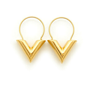 Used Good product Louis Vuitton Piercing Hoop earring Essensal V M61088 GP Gold Louis Vuitton Accessories made in Italy