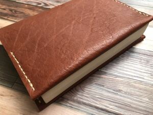 Book Cover Bunko Books Books A6 Compatible Red Brown Oil Nume Meres Leather Genuine Leather Handmade