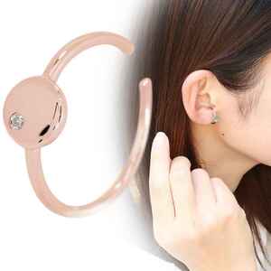 Ear Caphrating Ring 2WAY One ear Ladies Cute Diamond 10k 10k Round Circular Earrings Geometric