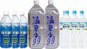 A set of 8 water supply beverages (hot spring water 99 (Kagoshima Prefecture) 2 natural water 3 bottles of todaya Tenjosui 3) 2000ml x 2 bottles 500ml x 6 bottles